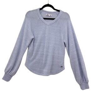 Hollister Womens‎ Sweater VNeck Size XS Powder Blue Soft Balloon Sleeve Preppy